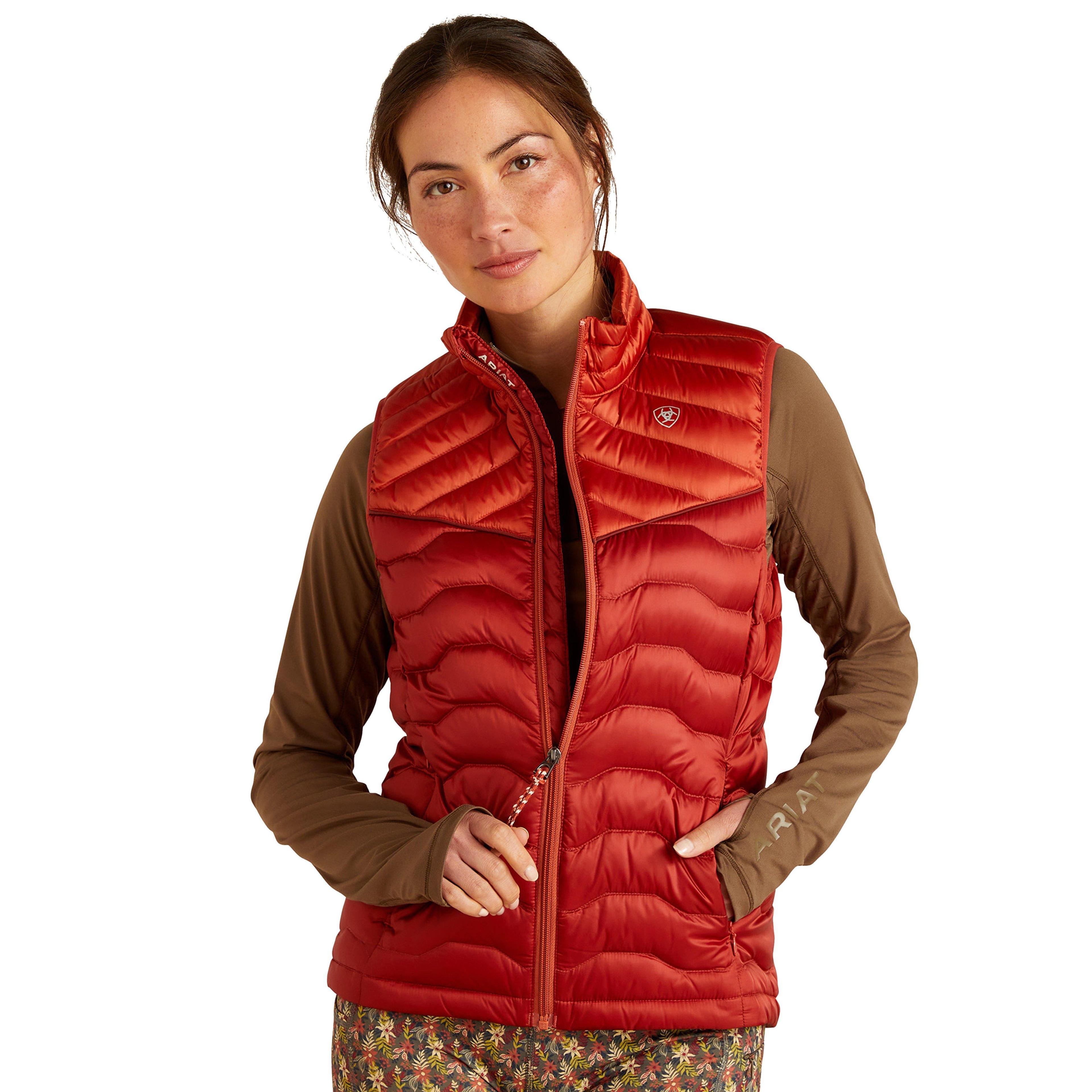 Womens Ideal Down Gilet Iridescent Red Ochre/Burnt Bri