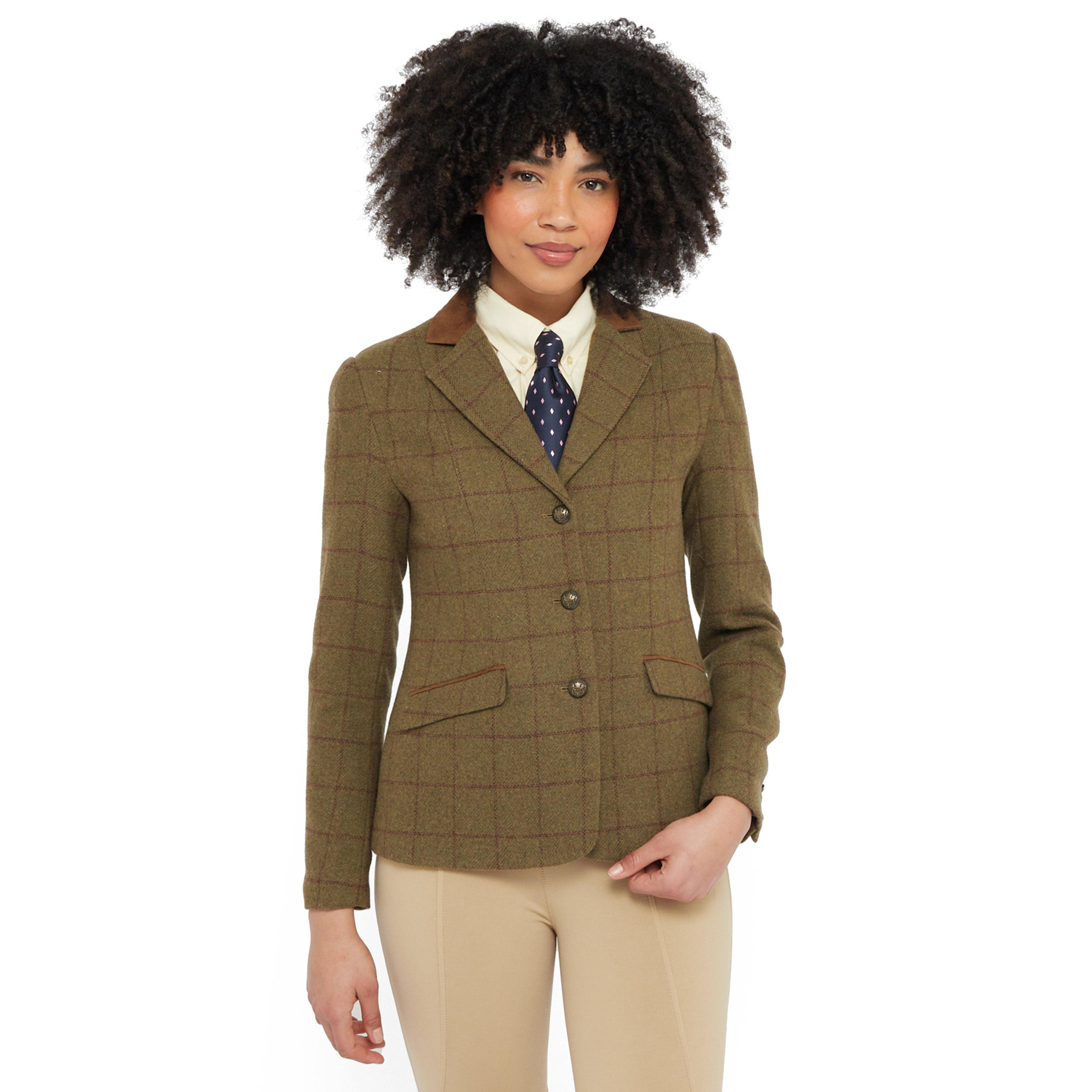 Womens Albany Tweed Suede Collar Tailored Show Jacket Brown