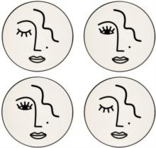 Sass & Belle Abstract Face White Coasters - Set Of 4