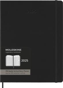 Moleskine 2025 PRO 12-Month Weekly Vertical XL Hardcover Notebook: Black