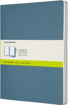 Set Of 3 Moleskine Extra Large Plain Cahier Journals : Brisk Blue