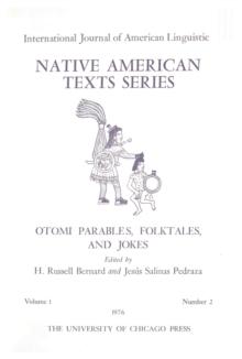 Otomi Parables, Folktales, and Jokes