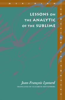 Lessons On The Analytic Of The Sublime