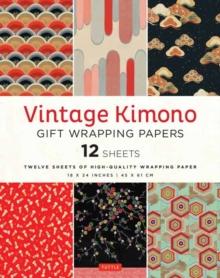 Vintage Kimono Gift Wrapping Papers - 12 sheets : 6 illustrations from 1900's Vintage Japanese Kimono Fabrics- 18 x 24 inch (45 x 61 cm) Wrapping Paper Sheets