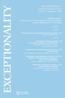 Critical Issues in Training Special Education Teachers : A Special Issue of exceptionality