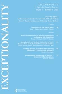 Mathematics Instruction for Students With Disabilities : A Special Issue of exceptionality