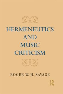 Hermeneutics and Music Criticism