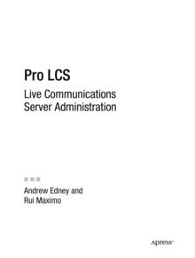 Pro LCS : Live Communications Server  Administration