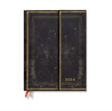 Arabica (Old Leather Collection) Ultra Horizontal 12-month Dayplanner 2024 (Wrap Closure)