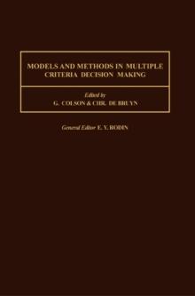 Models and Methods in Multiple Criteria Decision Making