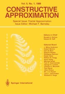 Constructive Approximation : Special Issue: Fractal Approximation