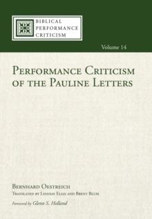 Performance Criticism Of The Pauline Letters