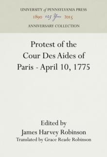 Protest of the Cour Des Aides of Paris--April 10, 1775