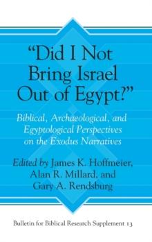 Did I Not Bring Israel Out of Egypt? : Biblical, Archaeological, and Egyptological Perspectives on the Exodus Narratives