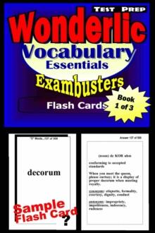 Wonderlic Test Prep Essential Vocabulary--Exambusters Flash Cards--Workbook 1 of 3 : Wonderlic Exam Study Guide