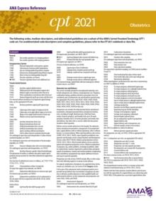 CPT 2021 Express Reference Coding Card: Obstetrics