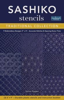 Sashiko Stencils, Traditional Collection : 9 Embroidery Designs 3" x 5", Accurate Stitches & Spacing Every Time