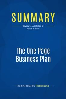 Summary: The One Page Business Plan