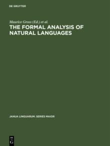 The Formal Analysis of Natural Languages : Proceedings of the First International Conference, Paris, April 27-29, 1970