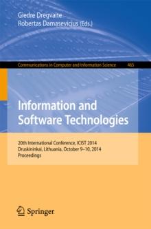 Information and Software Technologies : 20th International Conference, ICIST 2014, Druskininkai, Lithuania, October 9-10, 2014, Proceedings