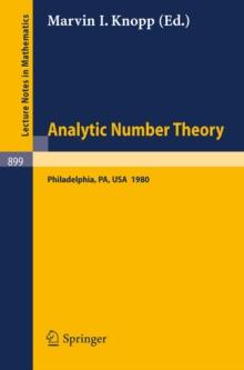 Analytic Number Theory : Proceedings of a Conference Held at Temple University, Philadelphia, May 12-15, 1980