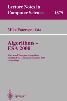 Algorithms - ESA 2000 : 8th Annual European Symposium Saarbrucken, Germany, September 5-8, 2000 Proceedings