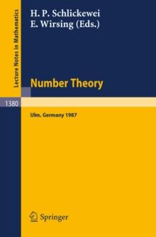 Number Theory : Proceedings of the Journees Arithmetiques held in Ulm, FRG, September 14-18, 1987