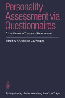 Personality Assessment via Questionnaires : Current Issues in Theory and Measurement