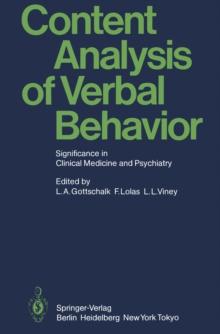 Content Analysis of Verbal Behavior : Significance in Clinical Medicine and Psychiatry