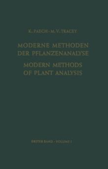 Modern Methods of Plant Analysis/Moderne Methoden der Pflanzenanalyse