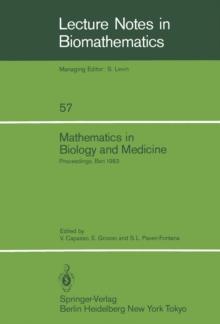 Mathematics in Biology and Medicine : Proceedings of an International Conference held in Bari, Italy, July 18-22, 1983