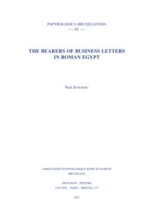 The Bearers of Business Letters in Roman Egypt