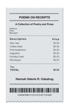 POEMS ON RECEIPTS : A Collection of Poetry and Prose