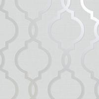 Laticia Geometric Trellis Wallpaper Grey and Silver Holden Decor 65490