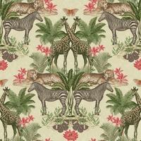 Animal Kingdom Wallpaper Cream Grandeco A49303