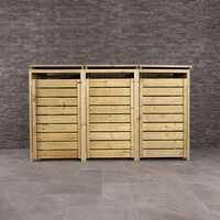 Triple Wooden Bin Store Wheelie Bin Storage Unit Lifting Lid