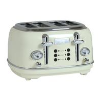 4 Slice Stainless Steel Toaster w Tray Cream & Chrome