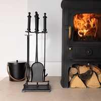 Lilac Fireside Companion Set Iron Frame Aluminium Handles Rectangular Base