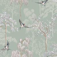 Japanese Garden Wallpaper Sage Green World of Wallpaper 946102