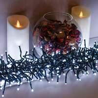 White Multi-Function Christmas Cluster Lights with Green Cable 360, 480, 720, 960 and 2000 LED, 360 LEDs