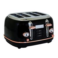 4 Slice Stainless Steel Toaster w Tray Black & Rose Gold