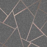 Quartz Fractal Wallpaper Charcoal and Copper Fine Decor FD42283