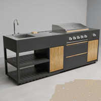 Draco Grills Scandic Line Modular Outdoor Kitchen with 5 Burner BBQ and Sink, Kitchen Only