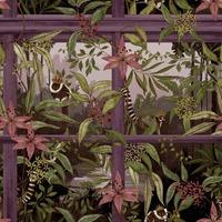 Outside In Tropical Window Wallpaper Plum Holden 13141