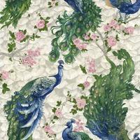 Hera Peacock Textured Vinyl Wallpaper Multi Limetree LT7708