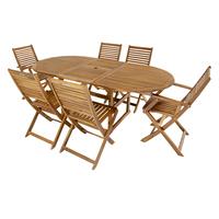 Acacia Hardwood Furniture Set With Extendable Table & 6 Chai