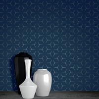 Metro Illusion Geometric Wallpaper - Navy Blue and Gold - WOW005