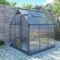 Aluminium Frame Polycarbonate Greenhouse Grey 6 x 6.1ft