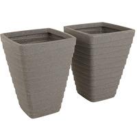 Pair of Tall Trojan Square Granite Planters (Dia. 40cm) Pots