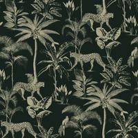 Savannah Cheetah Wallpaper Black / Gold Rasch 409031